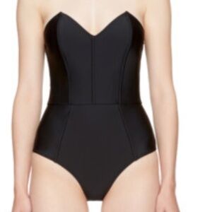 Fleur Du Mal black corset bustier bodysuit / Swim suit size Medium